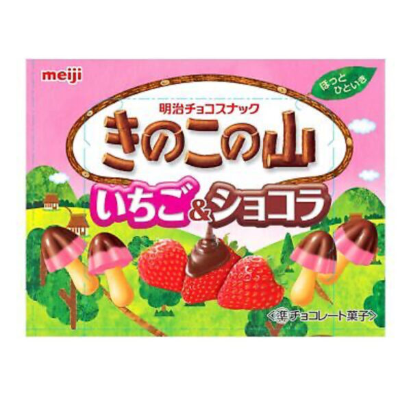 Meiji Kinoko no Yama – Strawberry & Chocolate Biscuit Snack